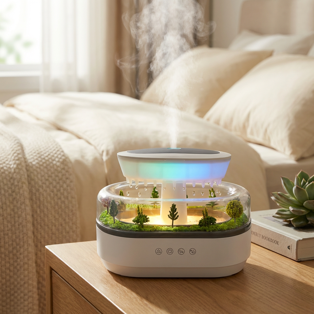 Aroma Humidifier Raindrop Air Humidifier Colorful Light White Noise Essemtial Oil Diffuser Home Ultrasonic Fragrance Diffuser