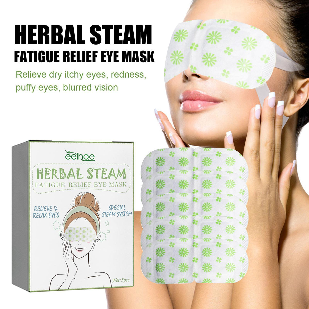 5PCS Steam Eye Mask, No Scent, Self-Heating Eye Mask