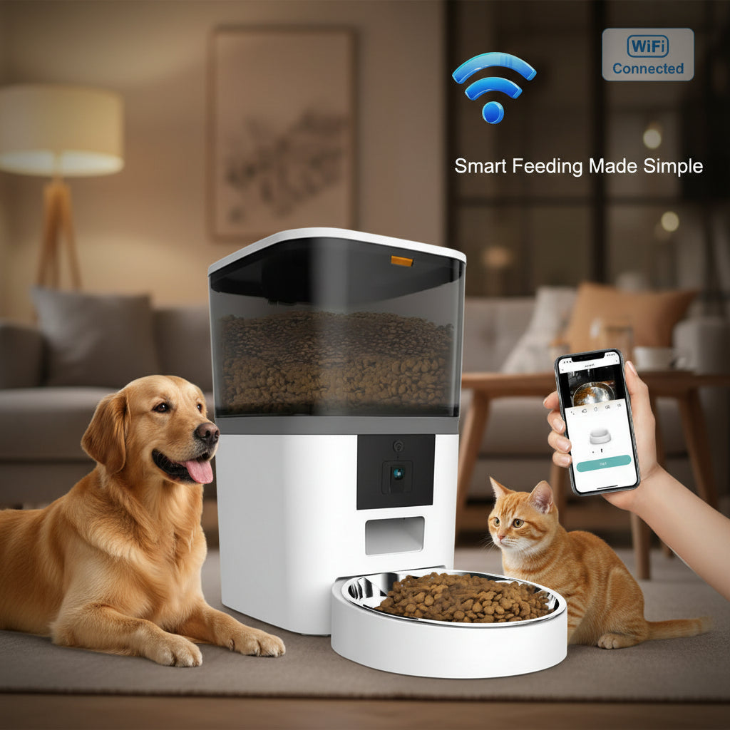 Video Camera With Adjustable Performance Pet Feeder